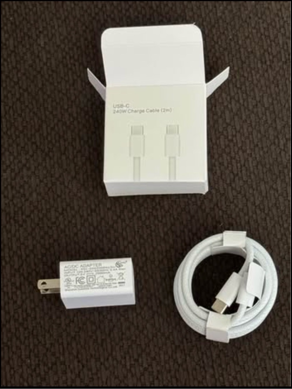 USB-C 240W Charge Cable and Wall Adapter - White